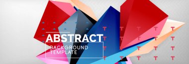 Parlak renkli üçgen poli 3d kompozisyon, geometrik arka plan, minimal tasarım, poligonal fütüristik poster şablonu