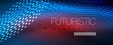 Işık parçacıkları karanlık neon uzayda parlayan, magic kızdırma parlak arka plan