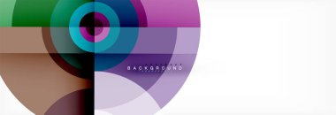 En az geometrik daireler ve üçgenler soyut arka plan, techno modern tasarımı, afişi şablonu