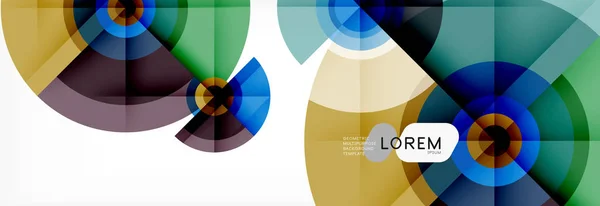 Círculos geométricos mínimos y triángulos fondo abstracto, techno diseño moderno, plantilla de póster — Vector de stock