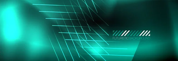 Neon gloeiende techno lijnen, hi-tech futuristische abstracte achtergrond sjabloon met lijnen — Stockvector