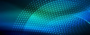 Işık parçacıkları karanlık neon uzayda parlayan, magic kızdırma parlak arka plan