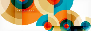 En az geometrik daireler ve üçgenler soyut arka plan, techno modern tasarımı, afişi şablonu