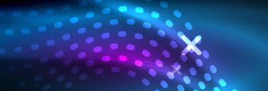 Koyu, parlak hareket, sihirli alan ışık parlayan soyut dalga. Vektör techno arka plan