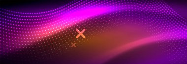 Koyu, parlak hareket, sihirli alan ışık parlayan soyut dalga. Vektör techno arka plan