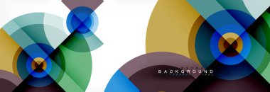 En az geometrik daireler ve üçgenler soyut arka plan, techno modern tasarımı, afişi şablonu