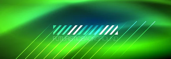 Neon glödande techno linjer, högteknologiska futuristiska abstrakt bakgrund mall med linjer — Stock vektor