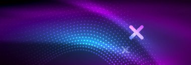 Koyu, parlak hareket, sihirli alan ışık parlayan soyut dalga. Vektör techno arka plan