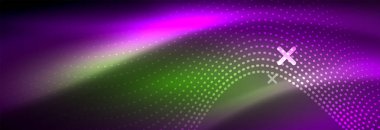 Koyu, parlak hareket, sihirli alan ışık parlayan soyut dalga. Vektör techno arka plan