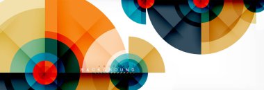 En az geometrik daireler ve üçgenler soyut arka plan, techno modern tasarımı, afişi şablonu