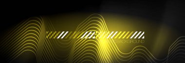 Karanlık neon ışık parlayan şablon, soyut vektör arka plan satırları