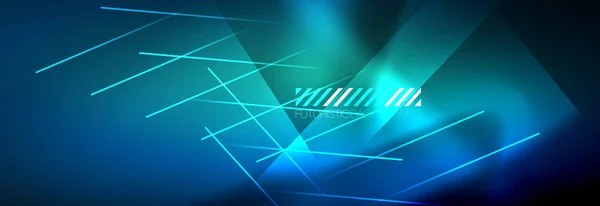 Linee techno incandescente al neon, hi-tech futuristico modello astratto di sfondo con linee — Vettoriale Stock