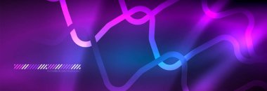 Neon parlayan techno hatları, yüksek teknoloji fütüristik arka plan şablonu kare şekilleri ile