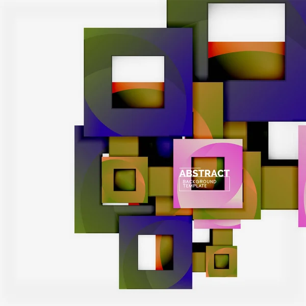 Färg fyrkantig sammansättning med text. Geometriska abstrakt bakgrund — Stock vektor