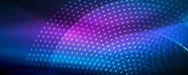 Işık parçacıkları karanlık neon uzayda parlayan, magic kızdırma parlak arka plan