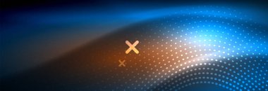 Koyu, parlak hareket, sihirli alan ışık parlayan soyut dalga. Vektör techno arka plan