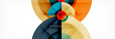 En az geometrik daireler ve üçgenler soyut arka plan, techno modern tasarımı, afişi şablonu