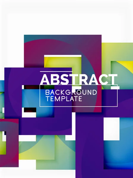 Geometric minimal abstract background with multicolored squares composition — Stock Vector