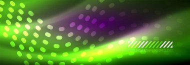 Koyu, parlak hareket, sihirli alan ışık parlayan soyut dalga. Vektör techno arka plan