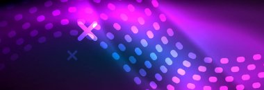 Koyu, parlak hareket, sihirli alan ışık parlayan soyut dalga. Vektör techno arka plan