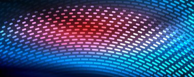 Işık parçacıkları karanlık neon uzayda parlayan, magic kızdırma parlak arka plan