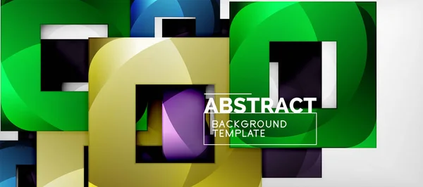 Abstracte geometrische achtergrond. Glossy vierkante vormen samenstelling op grijs, minimalistische stijlsjabloon met copyspace — Stockvector