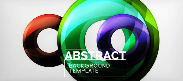 Moderne geometrische Kreise abstrakter Hintergrund, bunte runde Formen mit Schatteneffekten — Stockvektor