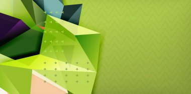 Renkli geometrik arka plan, en az düzeyde soyutlama tasarım mozaik tarzı 3d şekil ile