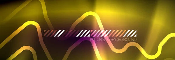 Lignes abstraites lumineuses au néon, gabarit techno futuriste — Image vectorielle