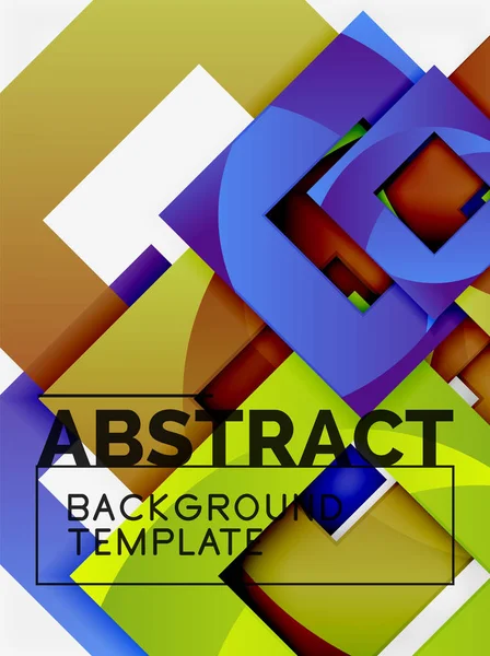 Fond abstrait géométrique minimal avec composition de carrés multicolores — Image vectorielle