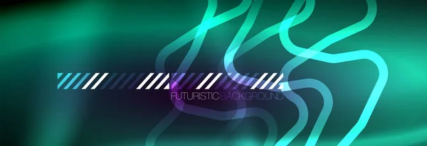 Brillantes líneas abstractas de neón, plantilla futurista techno — Vector de stock