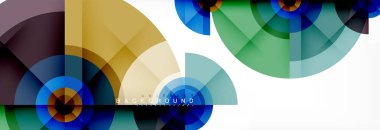 En az geometrik daireler ve üçgenler soyut arka plan, techno modern tasarımı, afişi şablonu