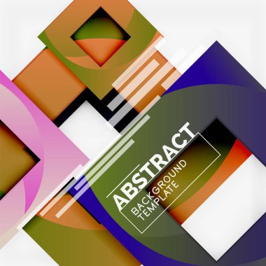Renk metin ile kare kompozisyon. Geometrik arka plan