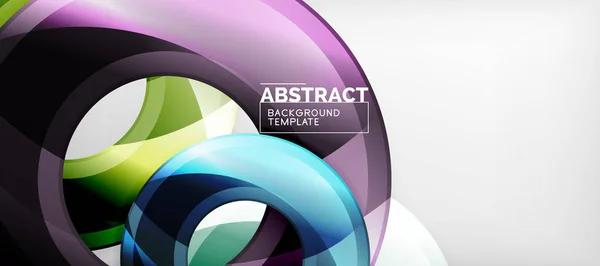 Círculos geométricos modernos fundo abstrato, formas redondas coloridas com efeitos de sombra — Vetor de Stock
