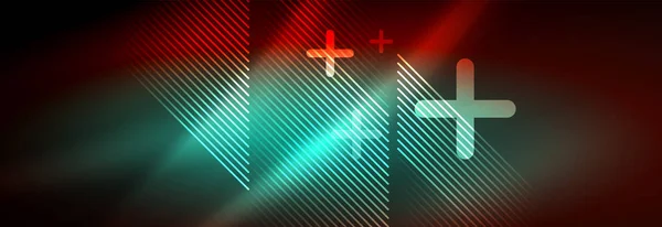 Neon parlayan techno hatları, yüksek teknoloji fütüristik arka plan şablonu çizgilerle — Stok Vektör