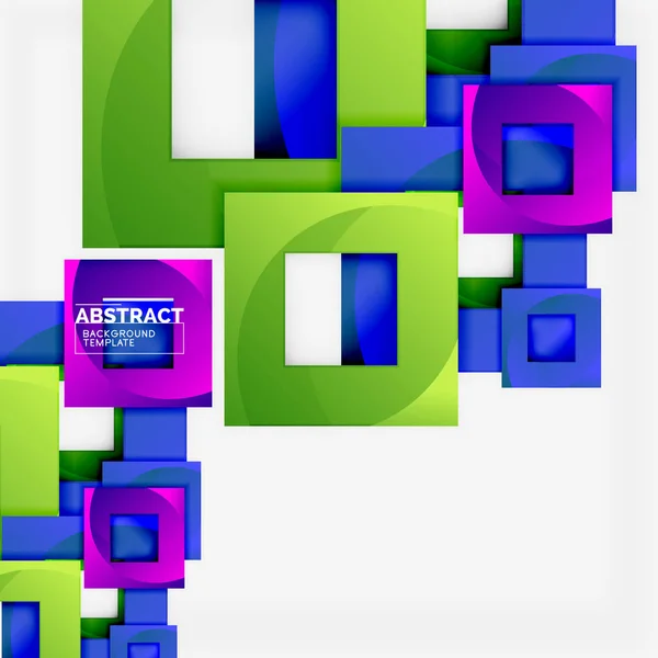 Kleur vierkante samenstelling met tekst. Geometrisch abstracte achtergrond — Stockvector
