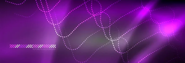 Lignes abstraites lumineuses au néon, gabarit techno futuriste — Image vectorielle