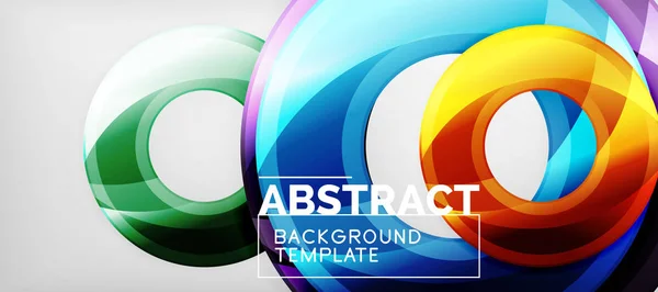 Modern geometric circles abstract background, colorful round shapes with shadow effects — Stock Vector