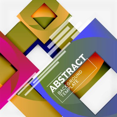 Renk metin ile kare kompozisyon. Geometrik arka plan
