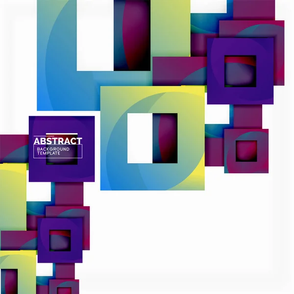 Fondo abstracto mínimo geométrico con composición de cuadrados multicolores — Vector de stock