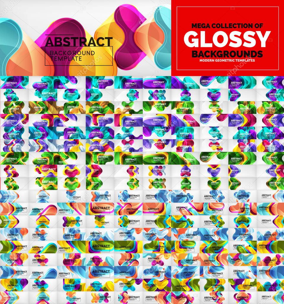 Huge mega collection of geometric abstract vector backgrounds with glossy arrow shapes