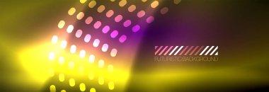 Koyu, parlak hareket, sihirli alan ışık parlayan soyut dalga. Vektör techno arka plan