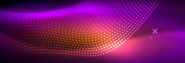 Koyu, parlak hareket, sihirli alan ışık parlayan soyut dalga. Vektör techno arka plan