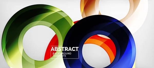Círculos geométricos modernos fondo abstracto, formas redondas coloridas con efectos de sombra — Archivo Imágenes Vectoriales