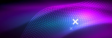 Koyu, parlak hareket, sihirli alan ışık parlayan soyut dalga. Vektör techno arka plan