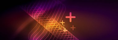 Parlak neon özet satırları, techno fütüristik şablonu