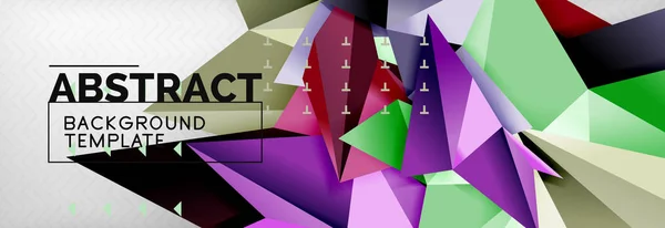 Fondo abstracto, composición de triángulos geométricos de color volador sobre gris — Vector de stock