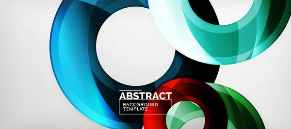 Círculos geométricos modernos fundo abstrato, formas redondas coloridas com efeitos de sombra — Vetor de Stock