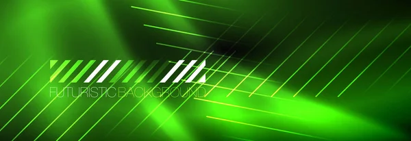 Neon Glowing techno lines, hi-tech futuristic abstrak background template dengan baris - Stok Vektor