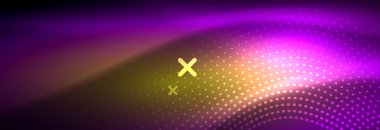 Koyu, parlak hareket, sihirli alan ışık parlayan soyut dalga. Vektör techno arka plan